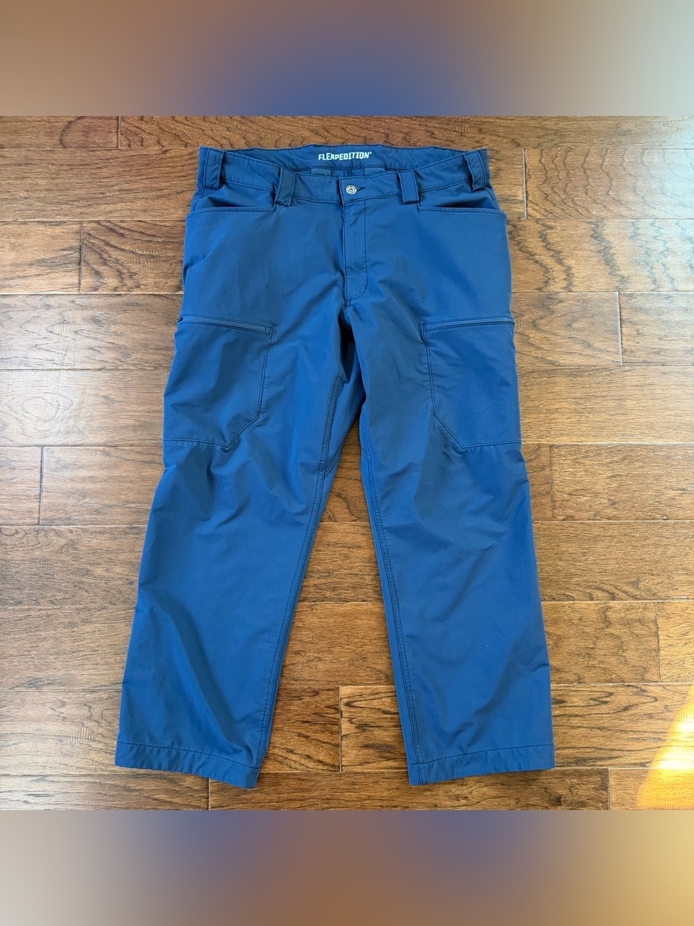 Duluth Trading Flexpedition Pants Men 38x30 Relaxed Fit Blue Stretch Cargo